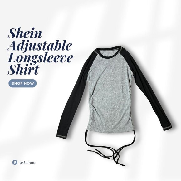 Shein Adjustable Longsleeve Shirt With Drawstring Sides - Picture 1 of 4